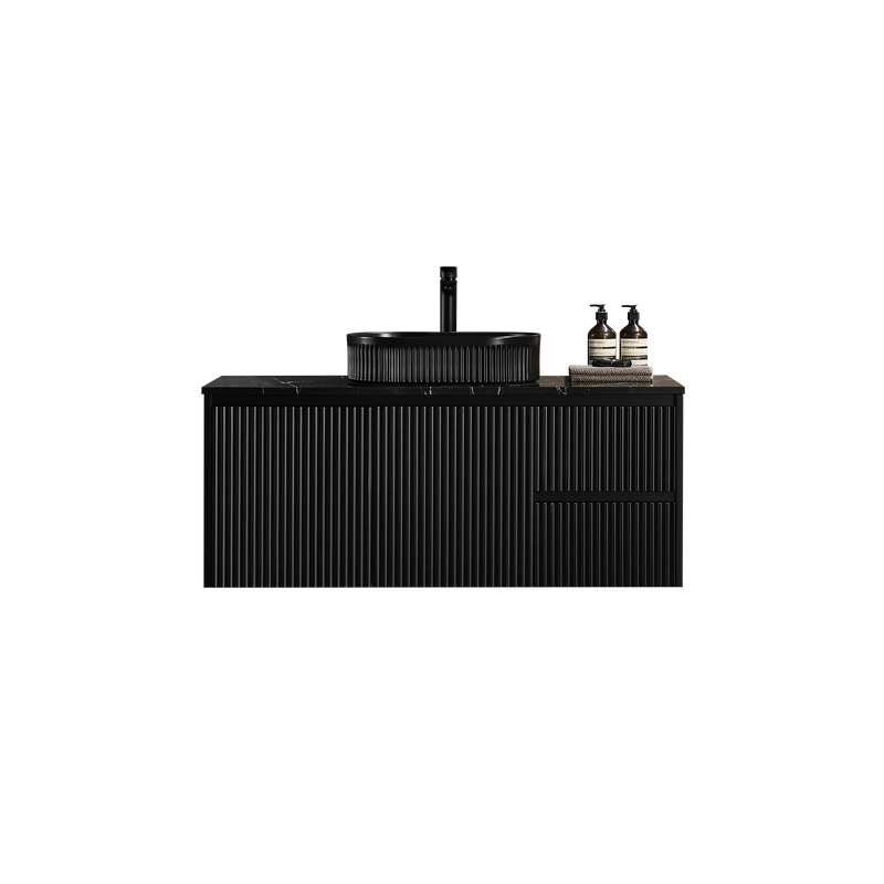 Crete Modern Wall Hung Vanity Matte Black LK-MC124RW-MB