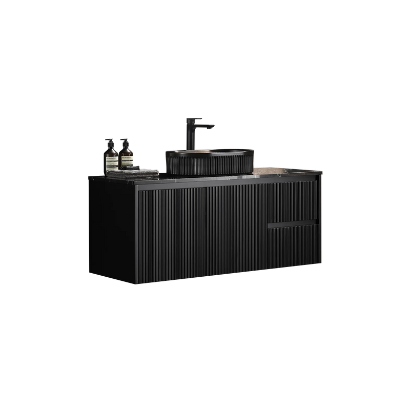 Crete Modern Wall Hung Vanity Matte Black LK-MC124RW-MB