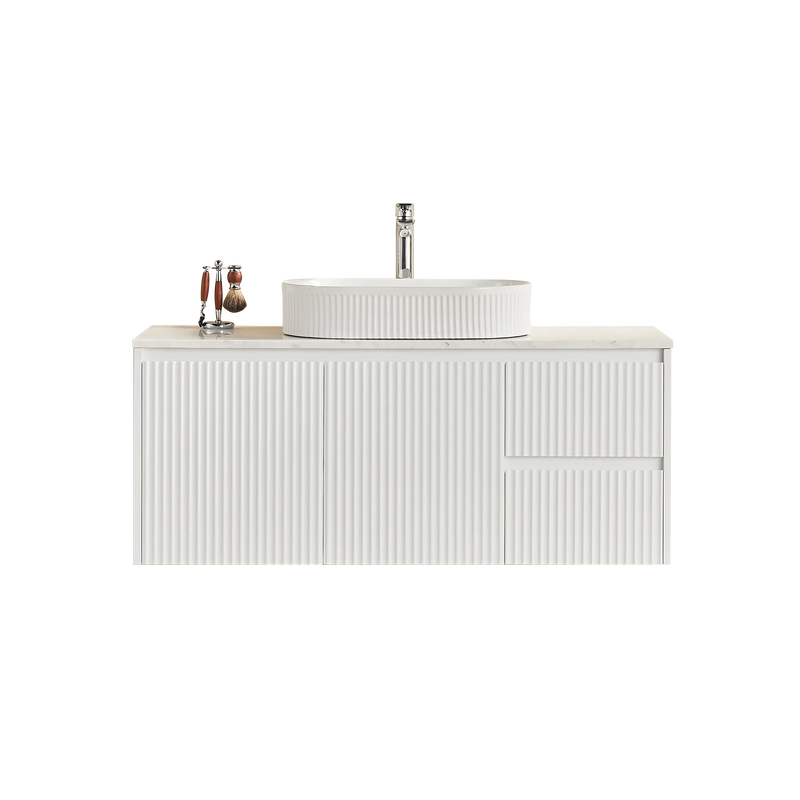 Crete Modern Wall Hung Vanity Matte White LK-MC124RW-MW