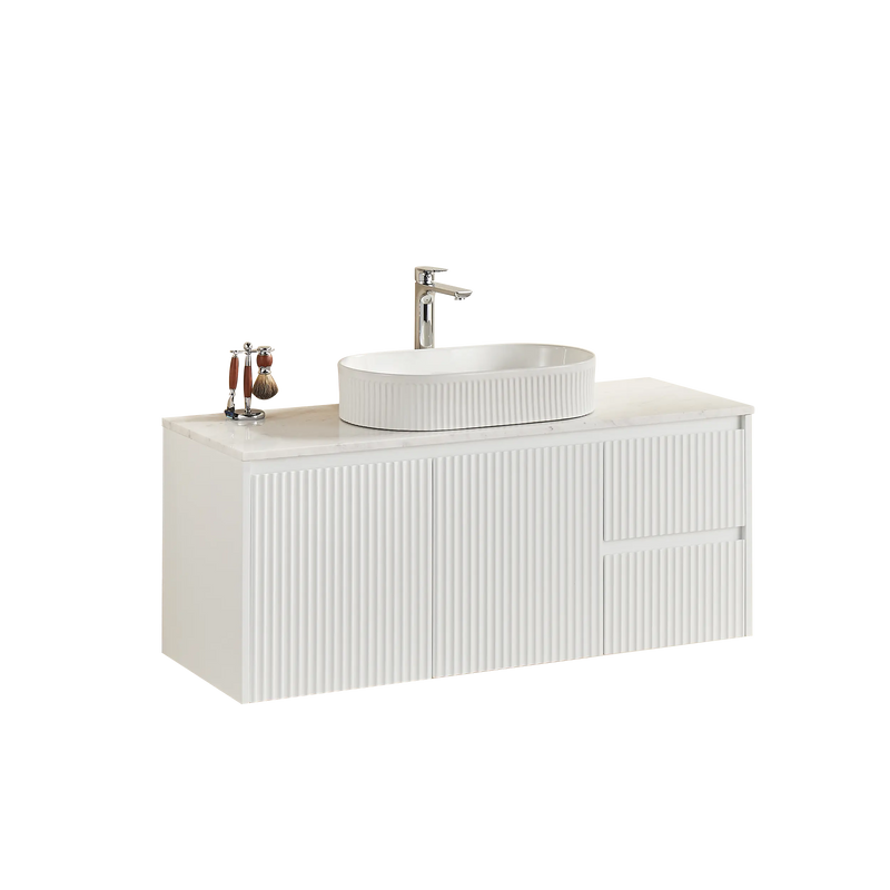 Crete Modern Wall Hung Vanity Matte White LK-MC124RW-MW