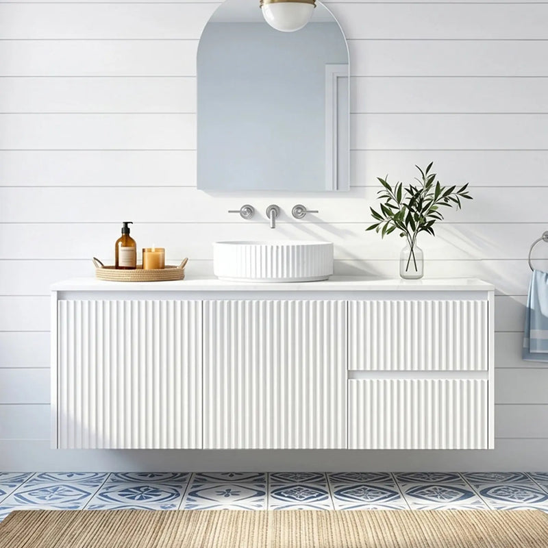 Crete Modern Wall Hung Vanity Matte White LK-MC124RW-MW