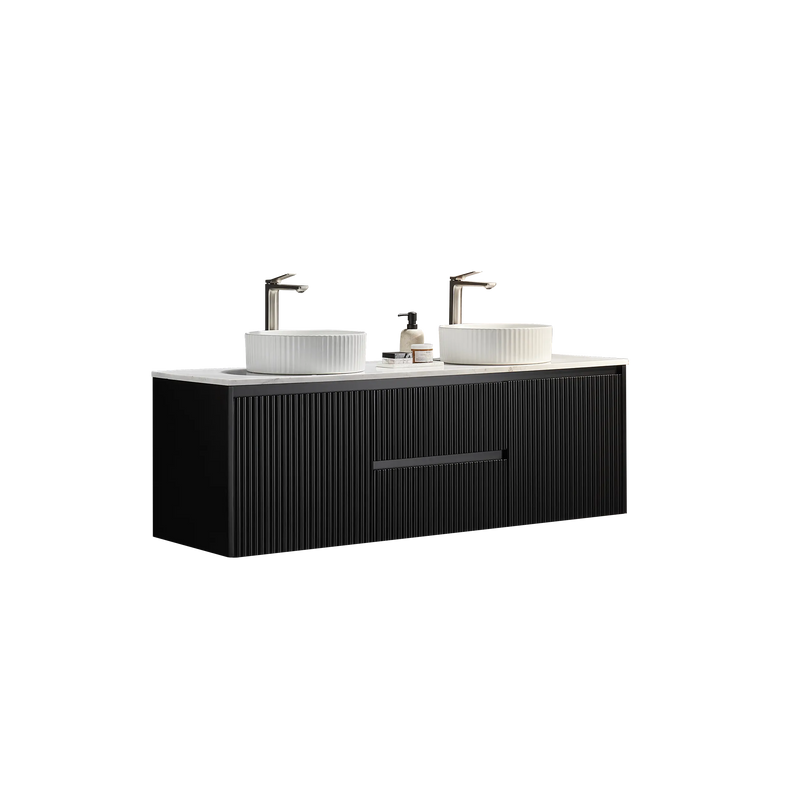 Crete Modern Wall Hung Vanity Matte Black LK-MC1521W-MB