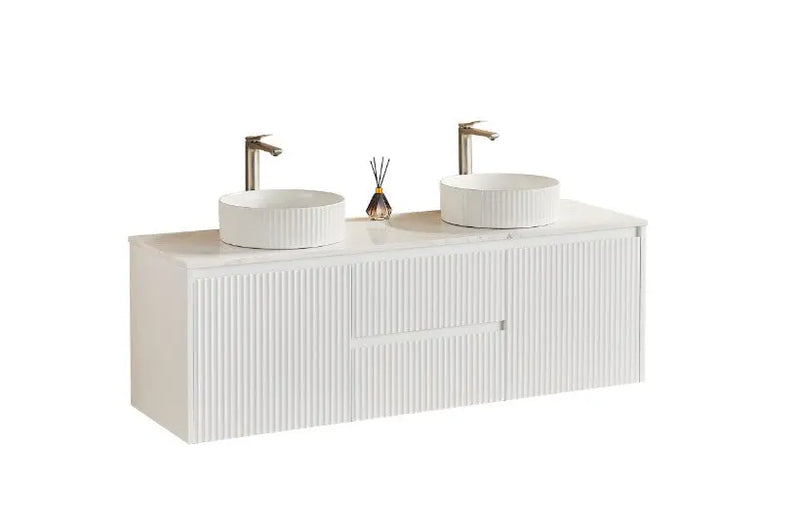Crete Modern Wall Hung Vanity Matte White LK-MC1521W-MW