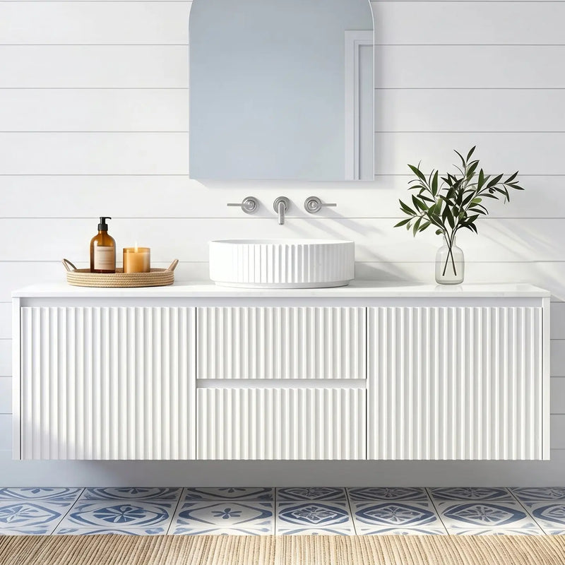 Crete Modern Wall Hung Vanity Matte White LK-MC1521W-MW