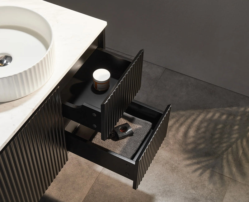 Crete Modern Wall Hung Vanity Matte Black LK-MC154W-MB