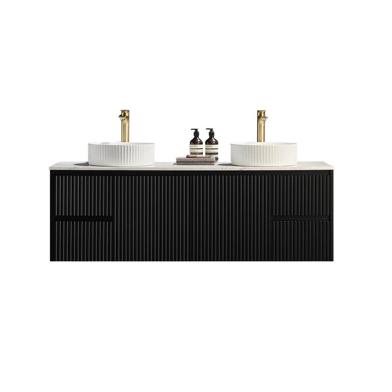 Crete Modern Wall Hung Vanity Matte Black LK-MC154W-MB