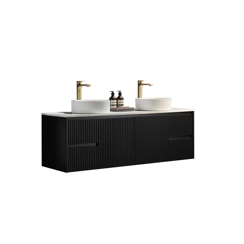 Crete Modern Wall Hung Vanity Matte Black LK-MC154W-MB