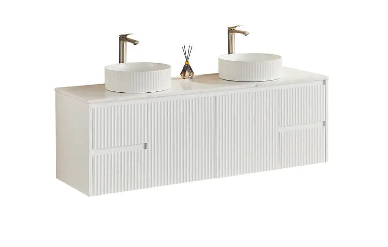 Crete Modern Wall Hung Vanity Matte White LK-MC154W-MW