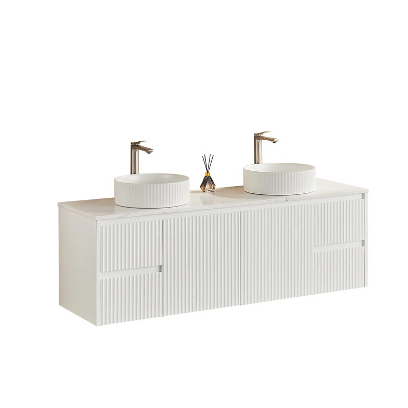 Crete Modern Wall Hung Vanity Matte White LK-MC154W-MW