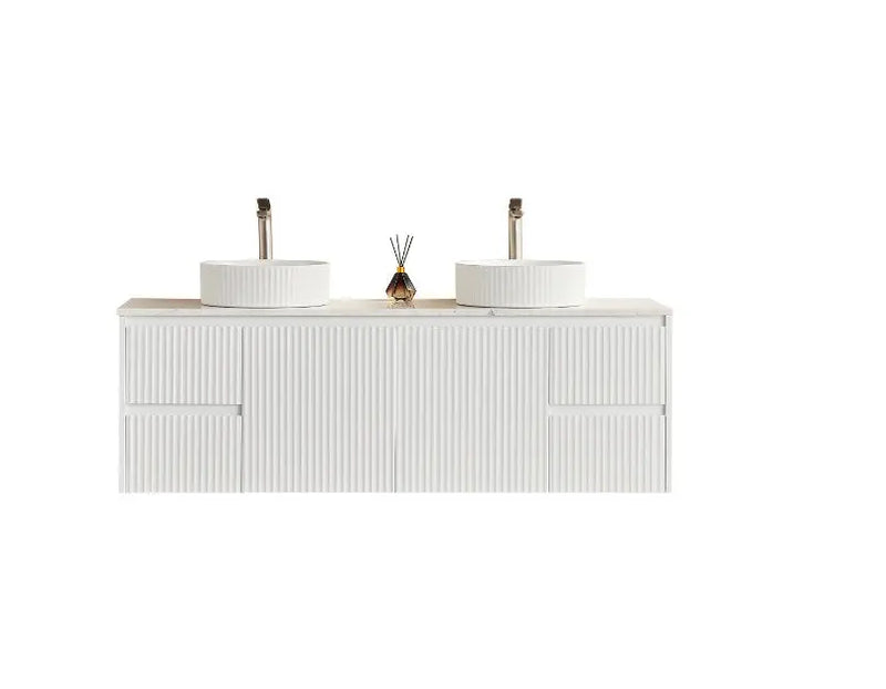 Crete Modern Wall Hung Vanity Matte White LK-MC154W-MW