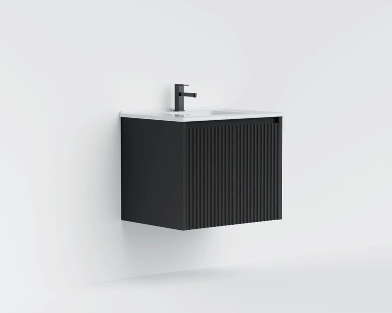Crete Modern Wall Hung Vanity Matte Black LK-MC64W-MB