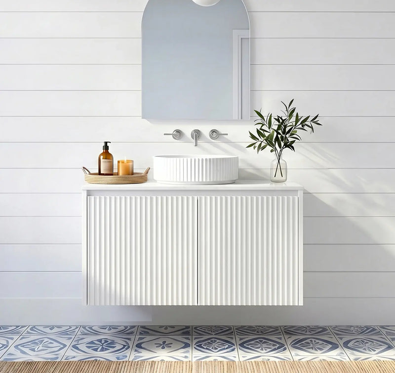 Crete Modern Wall Hung Vanity Matte White LK-MC64W-MW