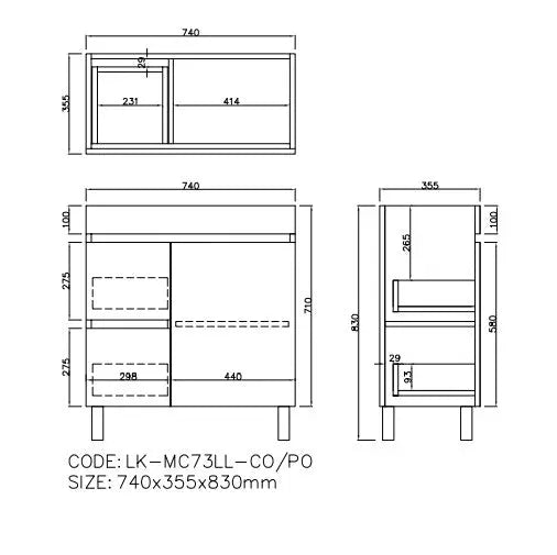 Camden Modern Free Standing Cabinet Prime Oak LK-MC73LL-PO