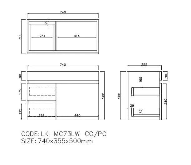 Camden Modern Wall Hung Cabinet Prime Oak LK-MC73LW-PO