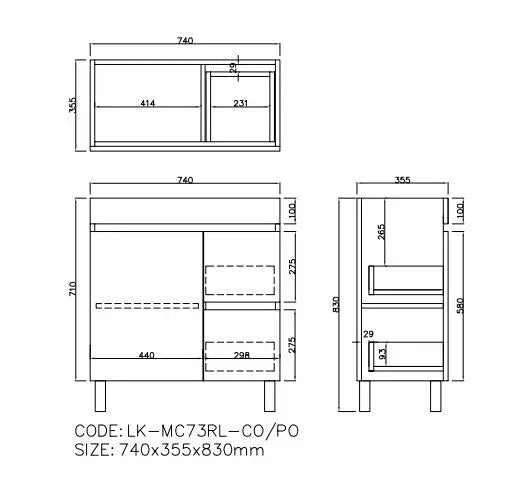 Camden Modern Free Standing Cabinet Coastal Oak LK-MC73RL-CO