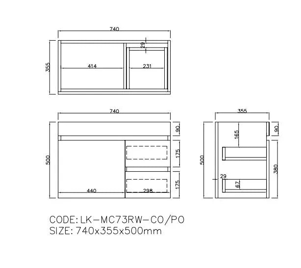 Camden Modern Wall Hung Cabinet Prime Oak LK-MC73RW-PO