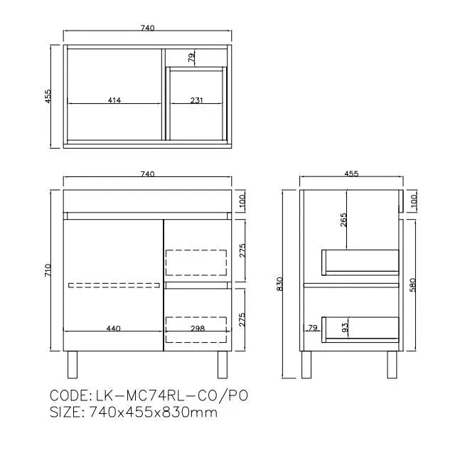 Camden Modern Free Standing Cabinet LK-MC74RL-CO