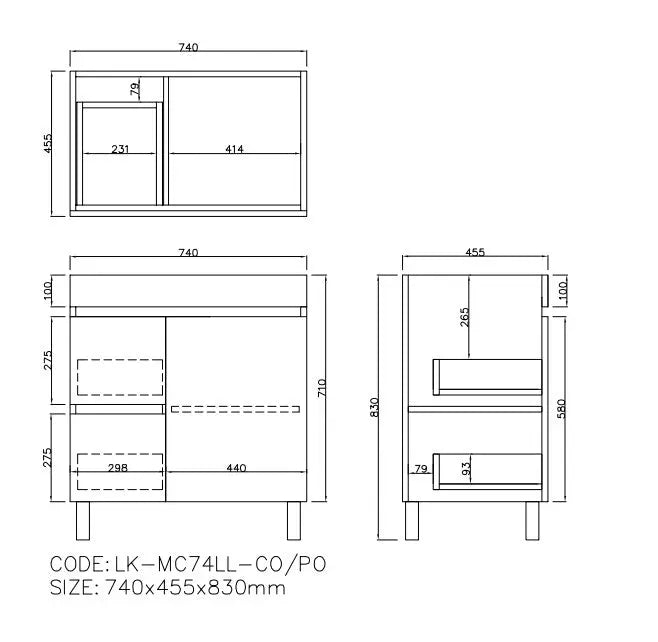 Camden Modern Free Standing Cabinet LK-MC74LL-PO