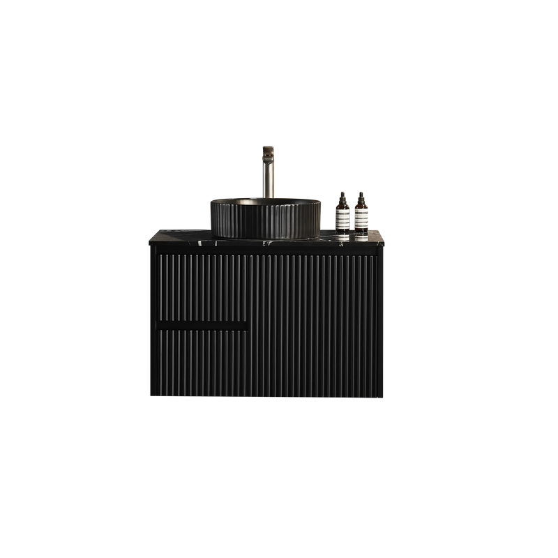 Crete Modern Wall Hung Vanity Matte Black LK-MC74LW-MB