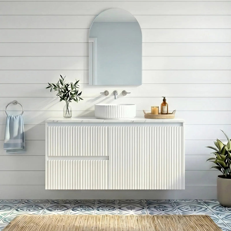 Crete Modern Wall Hung Vanity Matte White LK-MC74LW-MW