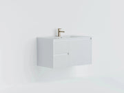 Crete Modern Wall Hung Vanity Matte White LK-MC74LW-MW Lukka