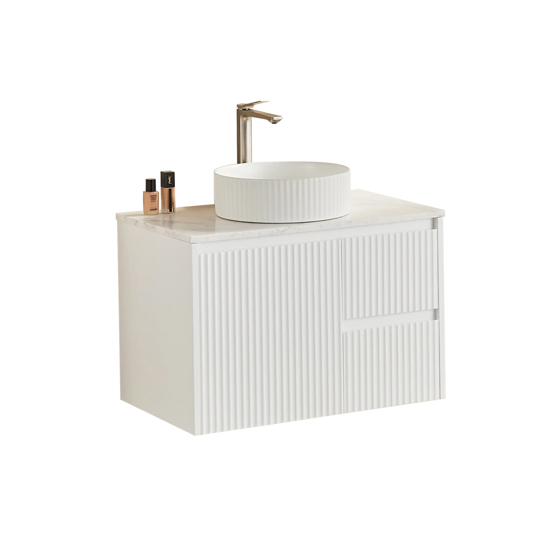 Crete Modern Wall Hung Vanity Matte White LK-MC74RW-MW