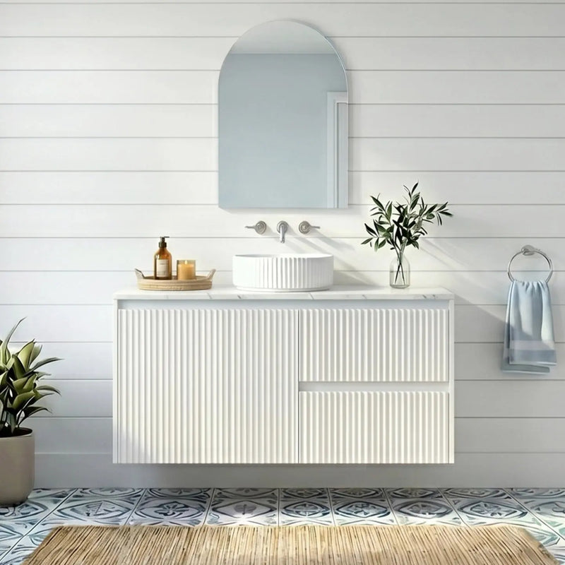 Crete Modern Wall Hung Vanity Matte White LK-MC74RW-MW