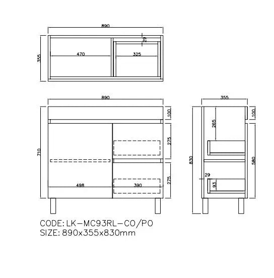Camden Modern Free Standing Cabinet Coastal Oak LK-MC93RL-CO