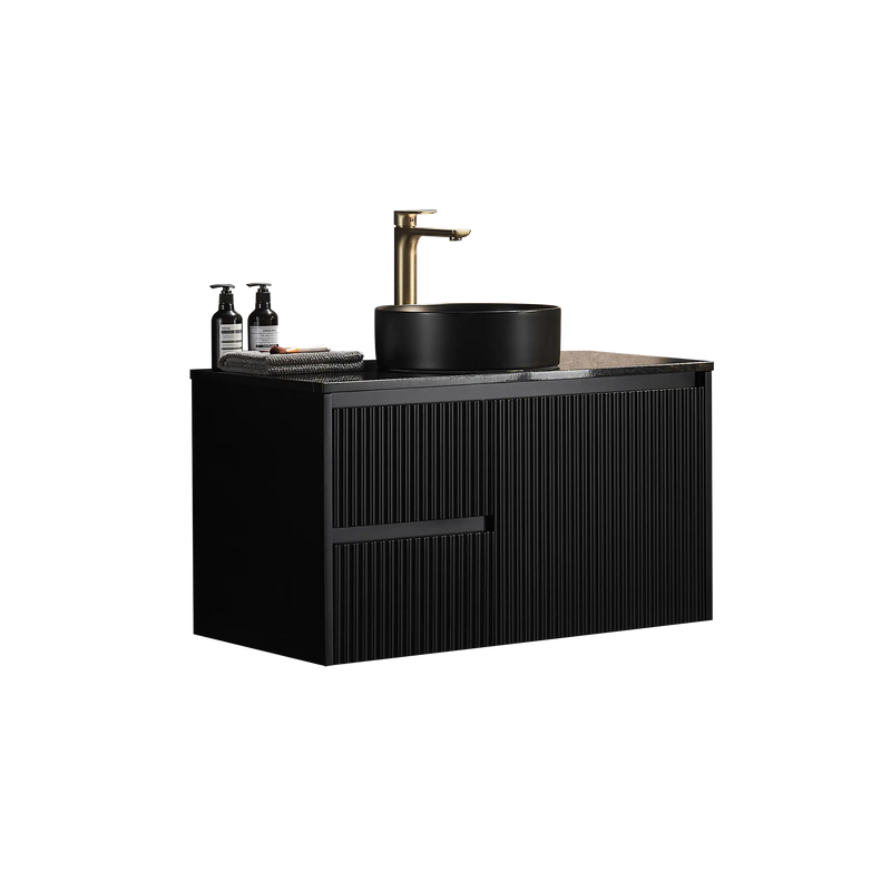 Crete Modern Wall Hung Vanity Matte Black LK-MC94LW-MB