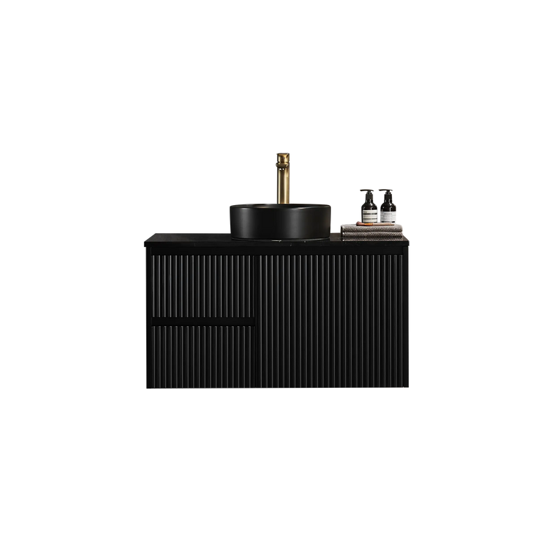 Crete Modern Wall Hung Vanity Matte Black LK-MC94LW-MB
