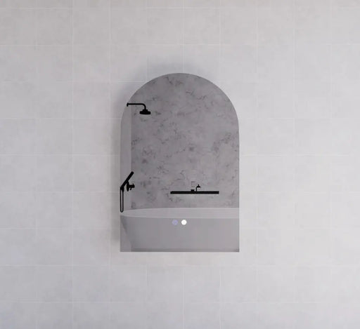 RIVA AR1 FRAMELESS BACKLIT ARCH LED MIRROR 3 COLOUR LIGHTS 600X900MM - FIL Kitchen Bathroom