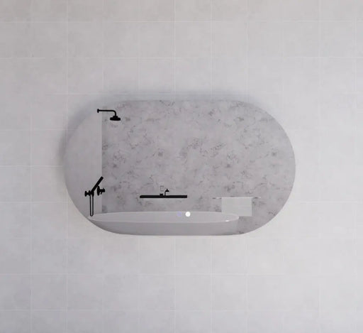 RIVA O2 FRAMELESS BACKLIT OVAL LED MIRROR 3 COLOUR LIGHTS 1200X700MM - FIL Kitchen Bathroom