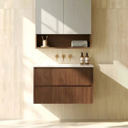Lukka Gladstone Modern Wall Hung Plywood Cabinet (Mocha Oak Woodmatt) Lukka