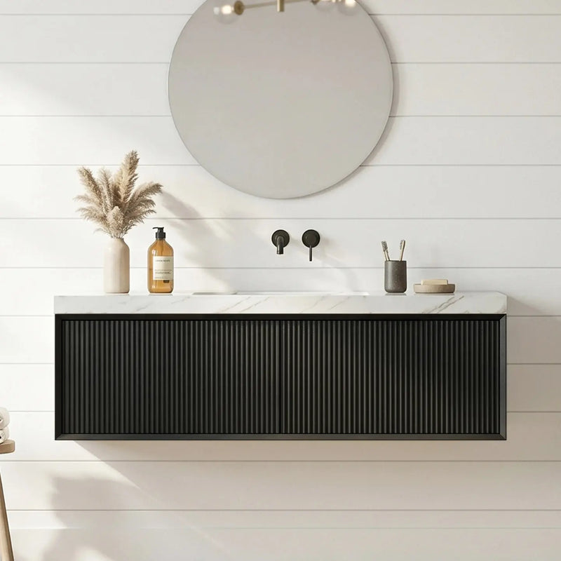 Kliff Modern Wall Hung PVC Cabinet Matte Black LK-MK1200W-MB