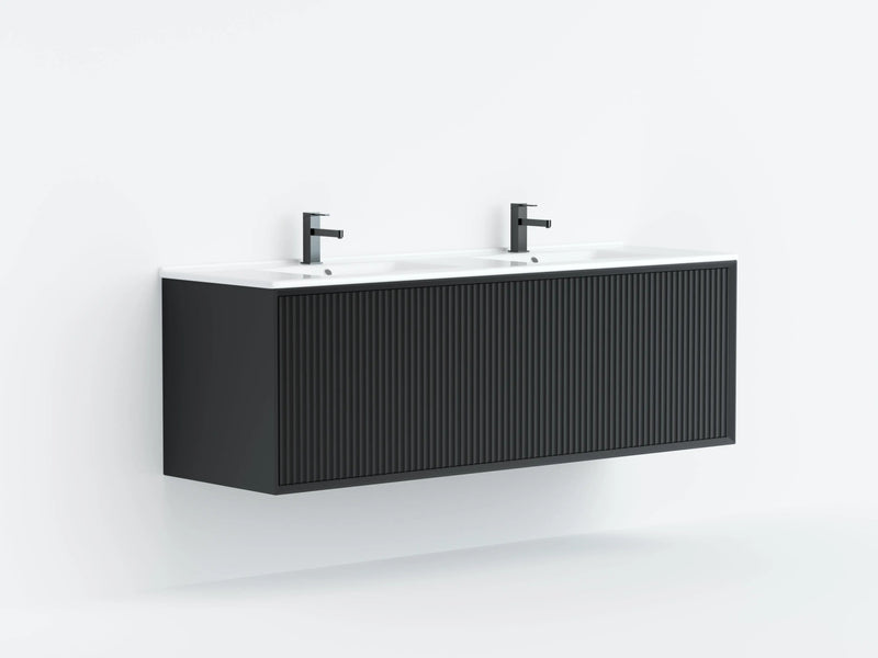 Kliff Modern Wall Hung PVC Cabinet Matte Black LK-MK1200W-MB