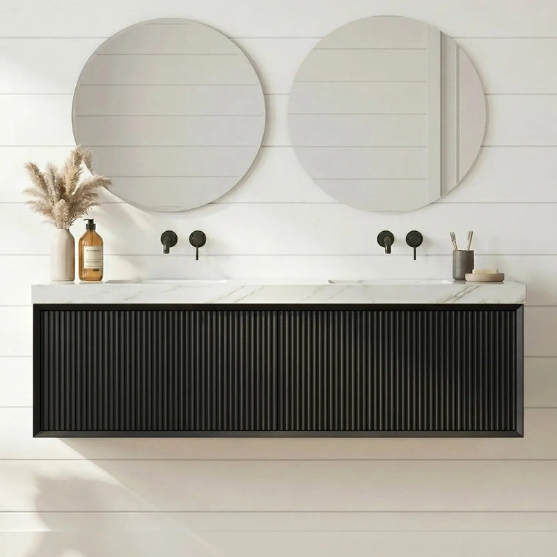 Kliff Modern Wall Hung PVC Cabinet Matte Black LK-MK1500W-MB