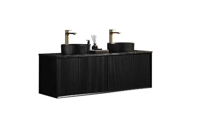 Kliff Modern Wall Hung PVC Cabinet Matte Black LK-MK1500W-MB
