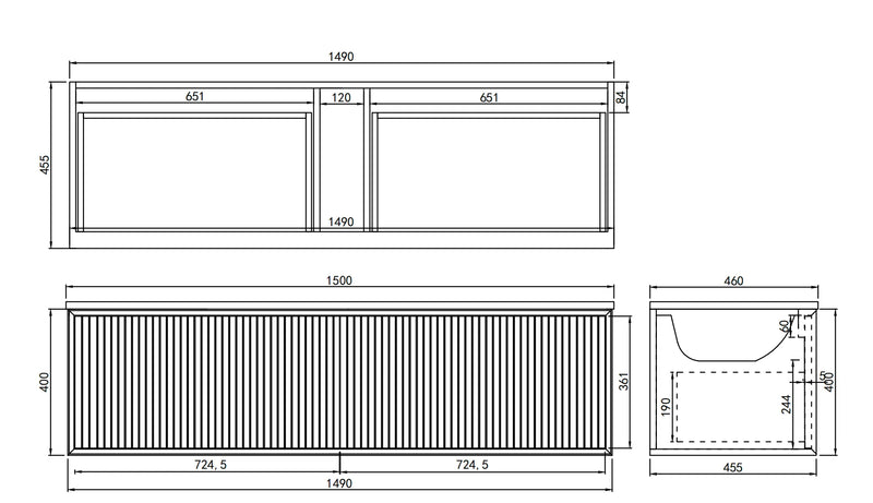Kliff Modern Wall Hung PVC Cabinet Matte White LK-MK1500NW-MW
