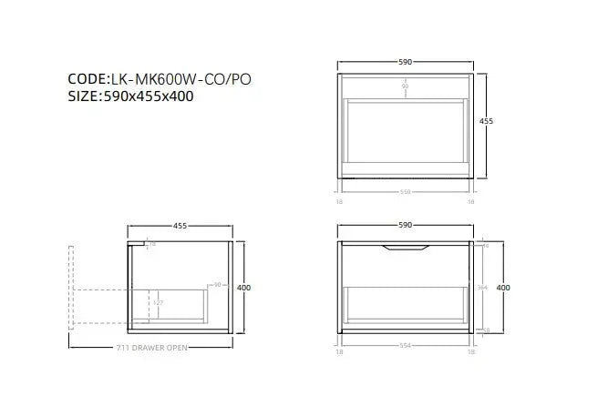 Kliff  Fluted Wood Grain Vanities  Prime Oak LK-MK600W-PO