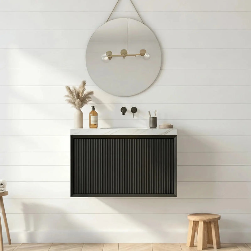 Kliff Modern Wall Hung PVC Cabinet Matte Black LK-MK600W-MB