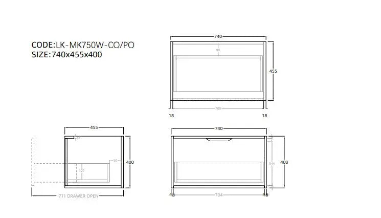 Kliff Fluted Wood Grain Vanities  Prime Oak LK-MK750W-PO