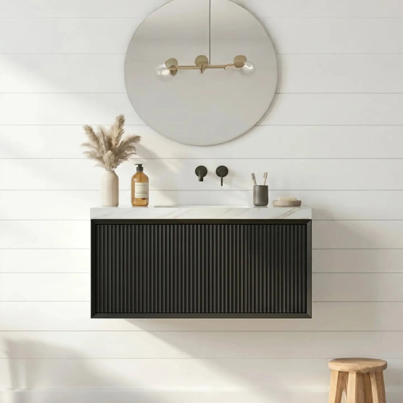 Kliff Modern Wall Hung PVC Cabinet Matte Black LK-MK750W-MB