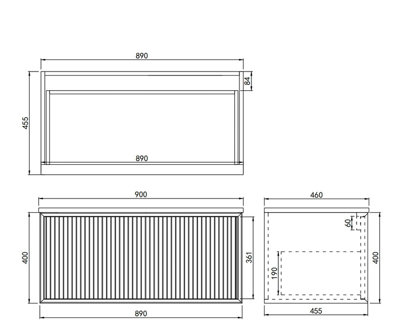 Kliff Modern Wall Hung PVC Cabinet Matte Black LK-MK900NW-MB