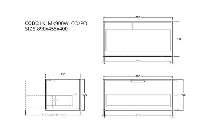 Kliff  Fluted Wood Grain Vanities  Prime Oak LK-MK900W-PO