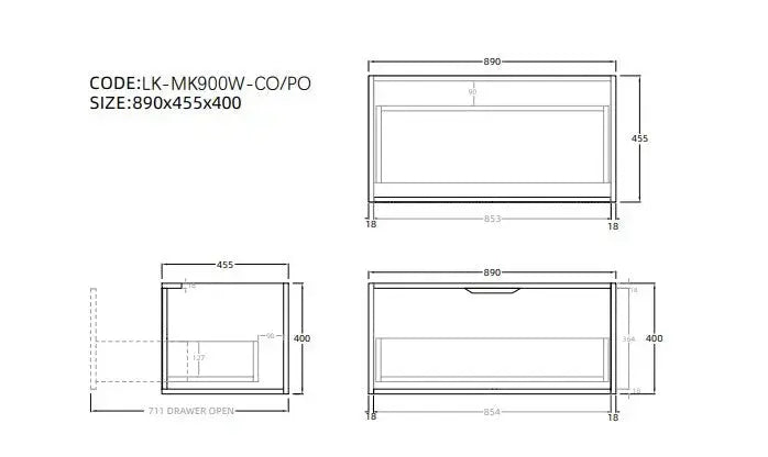 Kliff  Fluted Wood Grain Vanities  Coastal Oak LK-MK900W-CO Lukka