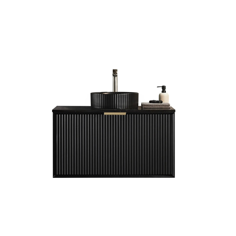 Kliff Modern Wall Hung PVC Cabinet Matte Black LK-MK900NW-MB