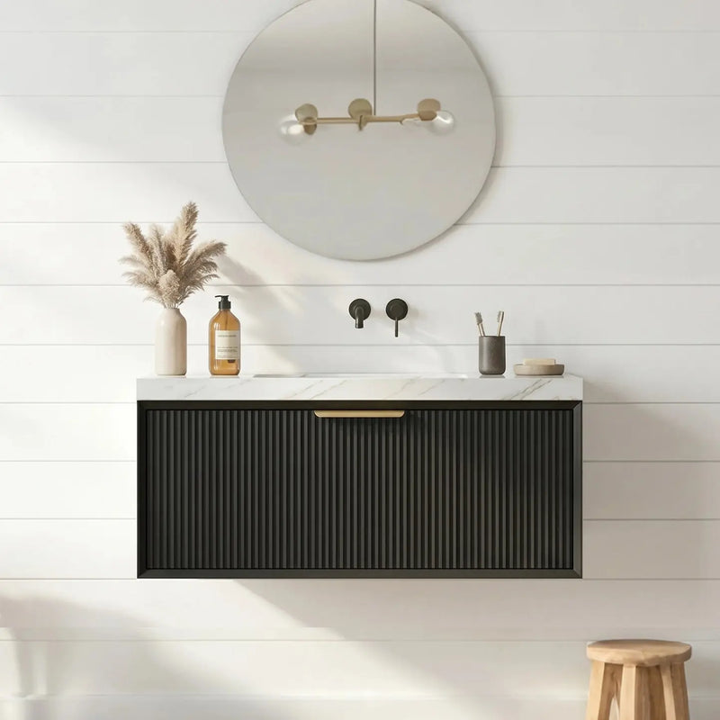 Kliff Modern Wall Hung PVC Cabinet Matte Black LK-MK900NW-MB