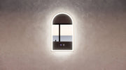 RIVA AR2 FRAMED ARCH LED MIRROR 3 COLOUR LIGHTS GOLD 450X800MM - FIL Kitchen Bathroom