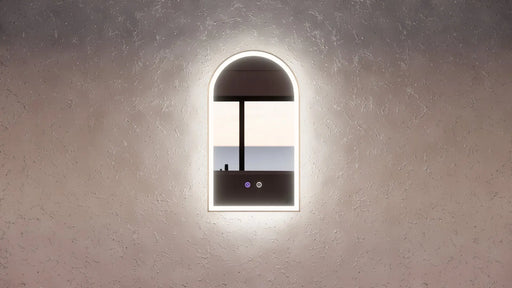 RIVA AR2 FRAMED ARCH LED MIRROR 3 COLOUR LIGHTS GOLD 450X800MM - FIL Kitchen Bathroom