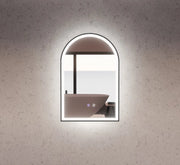 RIVA AR2 FRAMED ARCH LED MIRROR 3 COLOUR LIGHTS BLACK 600X900MM - FIL Kitchen Bathroom